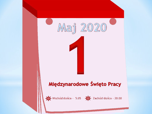 Kartka z kalendarza 1 Maj 2020